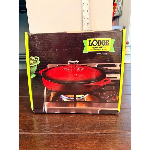 Lodge Other - Lodge Enamel 3.6 Quart Porcelain Enamel on Cast Iron Red Casserole